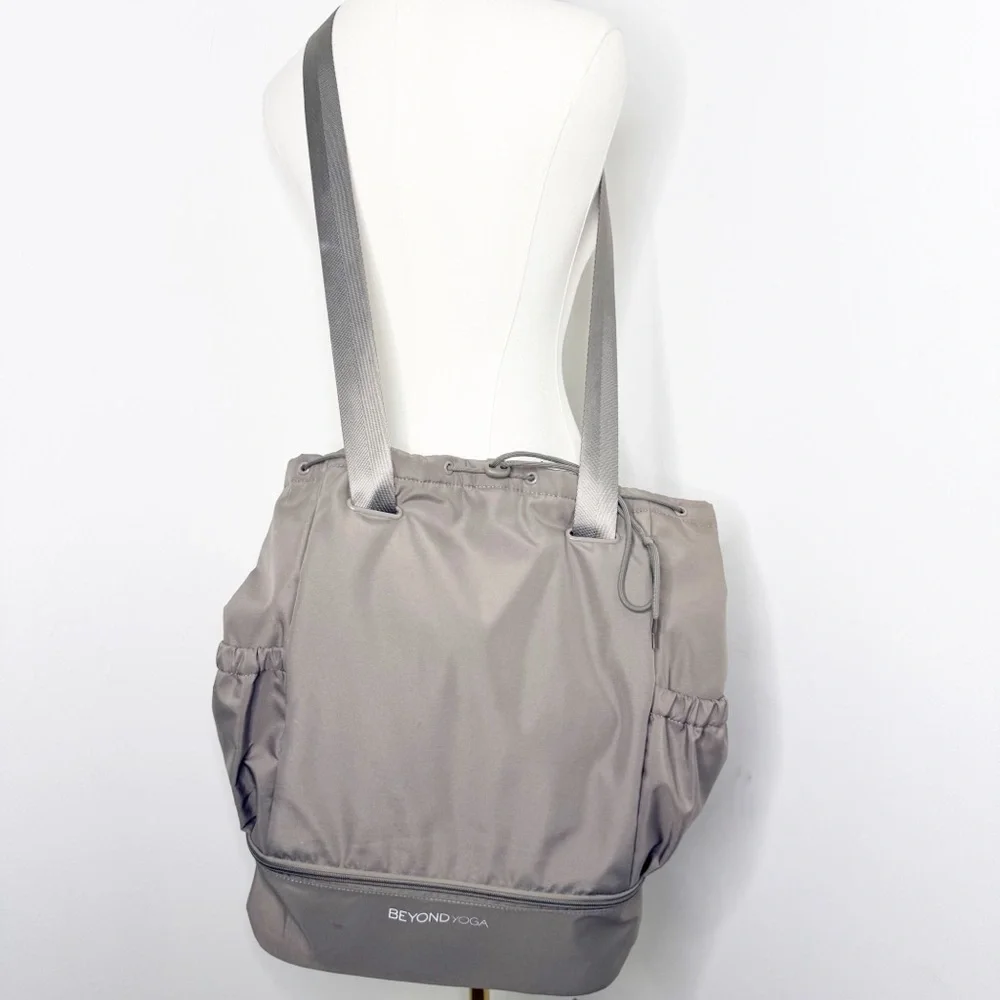 Beyond Yoga Gray Drawstring Backpack Yoga Gym Travel Bag